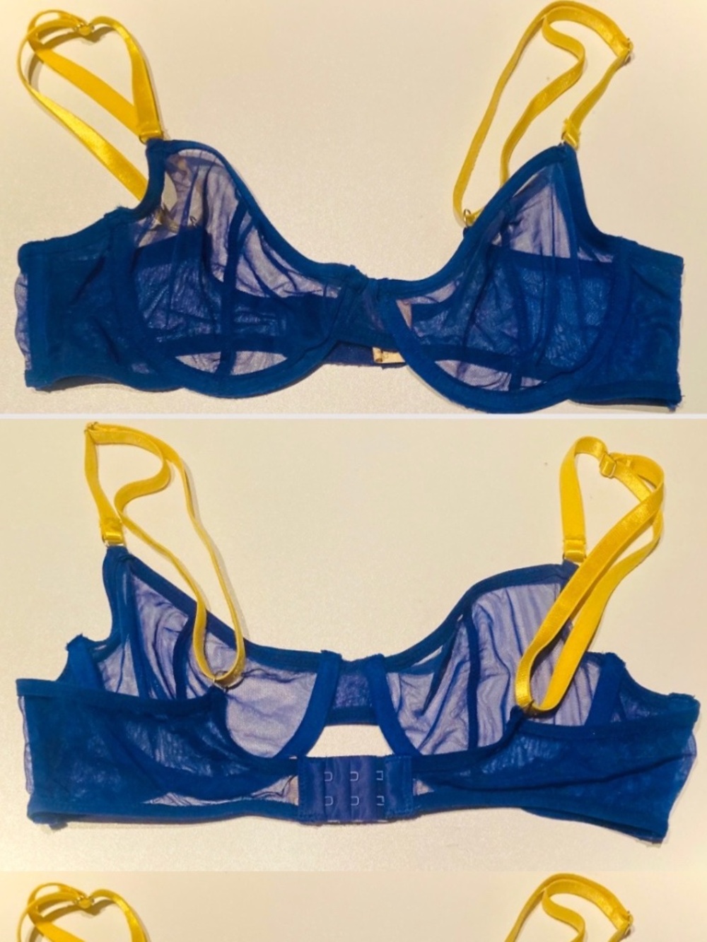 Royal Blue/Yellow Stretch Mesh Bralette